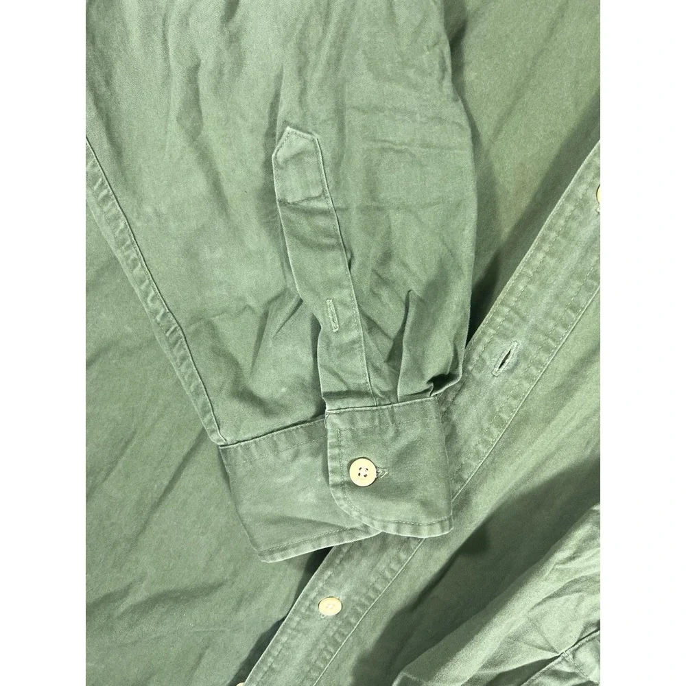 J.Crew Mens XXL Olive Green Long Sleeve Button Down Cotton Twill Shirt Pocket